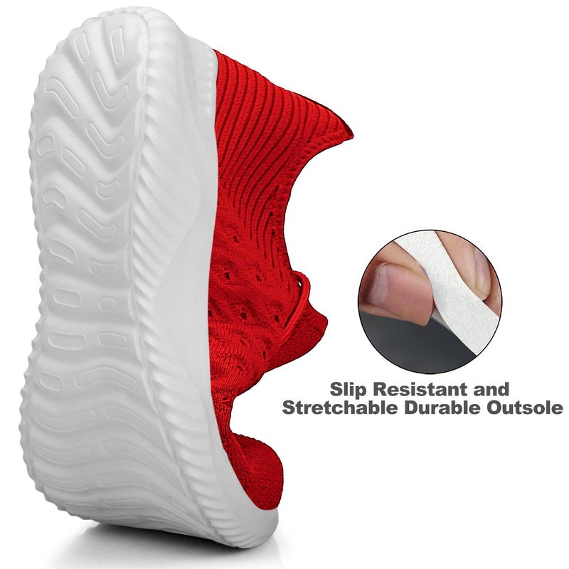 Feethit Womens Slip On Walking Shoes Non Slip Running Shoes Breathable Workout Shoes Lightweight Gym Sneakers Red Size 7.5 - Image 3